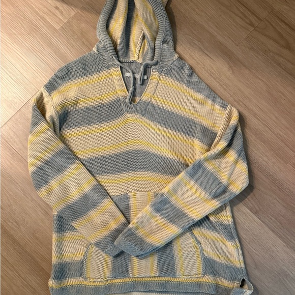 Outerknown Gray and Yellow Striped Hoodie Sweater - Picture 2 of 4